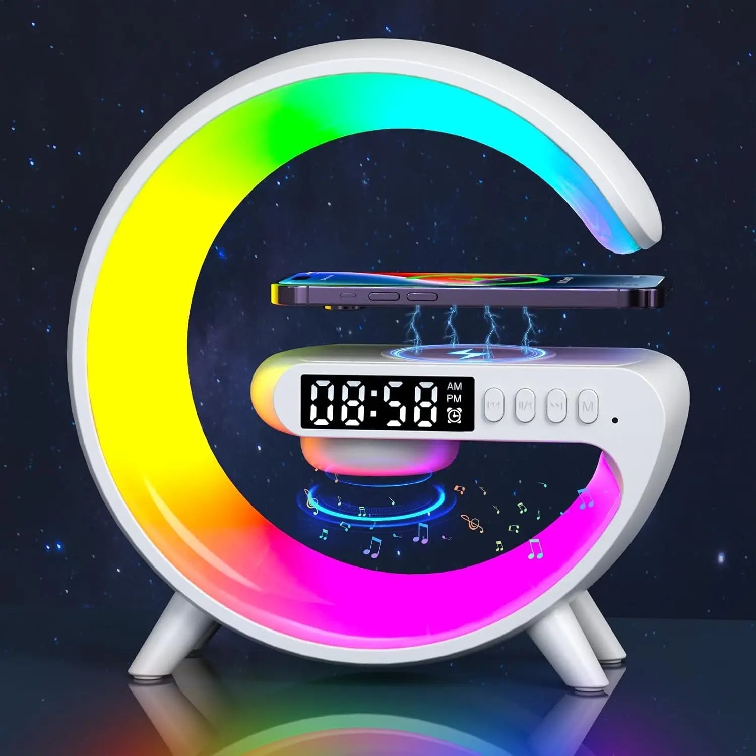 Multifunction 4 In 1 Wireless Charger Pad Stand Speaker
